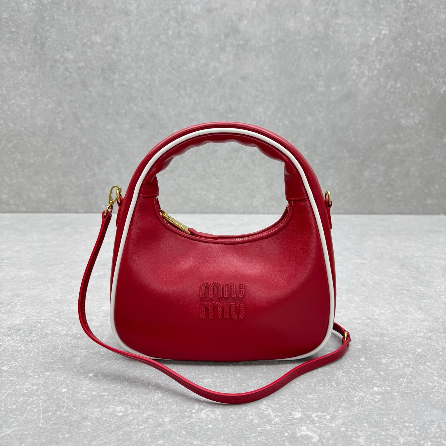 ＭＩ ＭＵ MATELASSÉ LEATHER CROSSBODY BAG RED