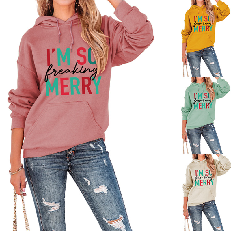 Merry and Bright Sweatshirts I'm So Freaking Merry Printed Hoodie