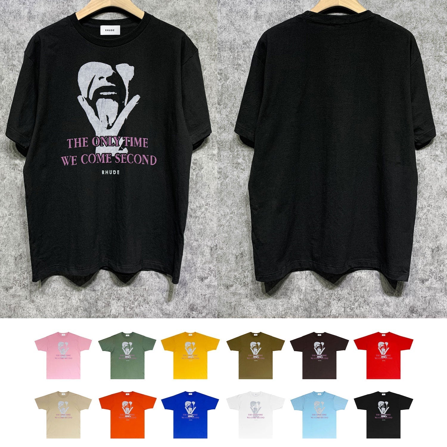 Rhude T Shirts Printed Trendy Pure Cotton