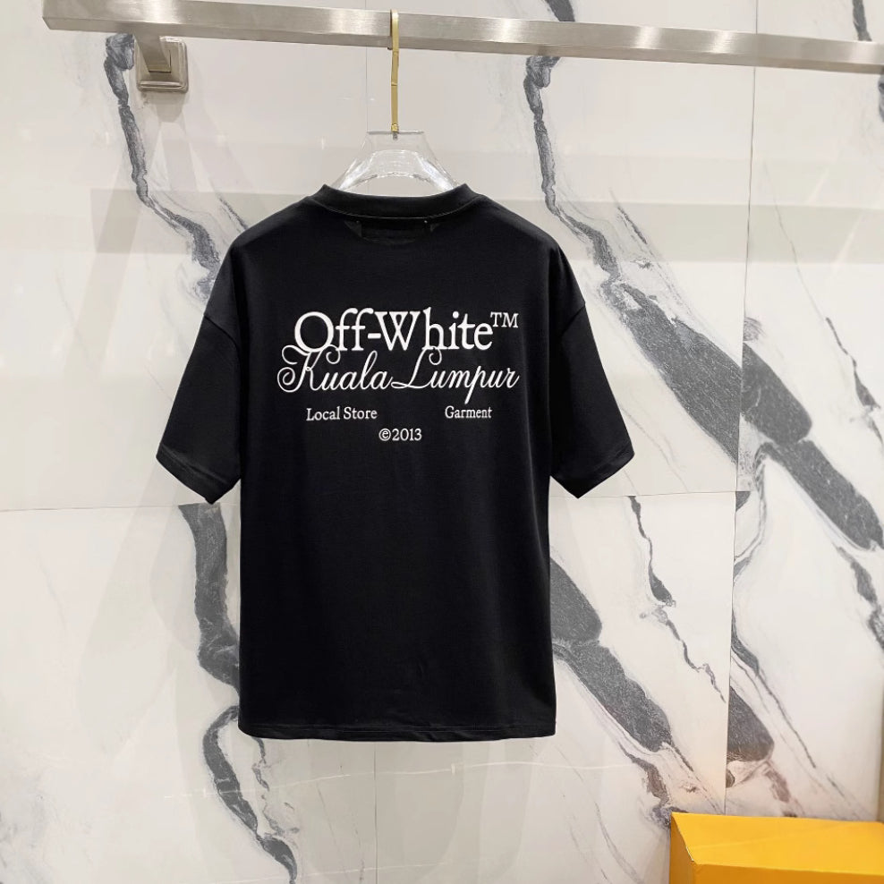 Off White T Shirts OW Signature Letter Pattern Crew Neck Pullover Short Sleeves