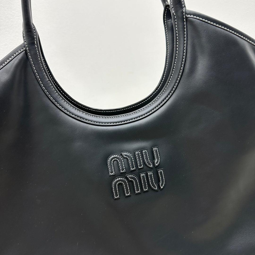 ＭＩ ＭＵ  IVY LEATHER BAG BLACK