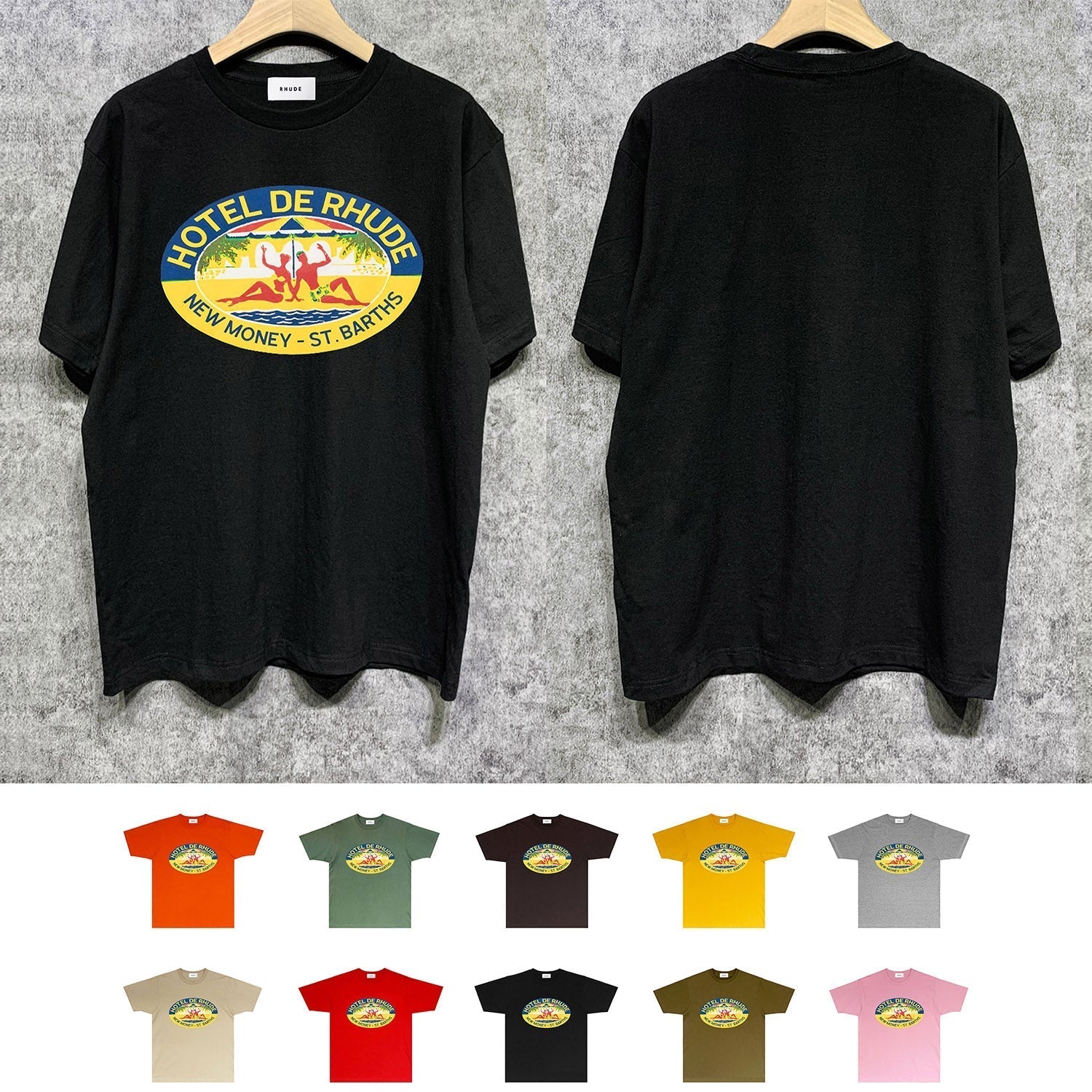 Rhude T Shirts Printed Trendy Pure Cotton