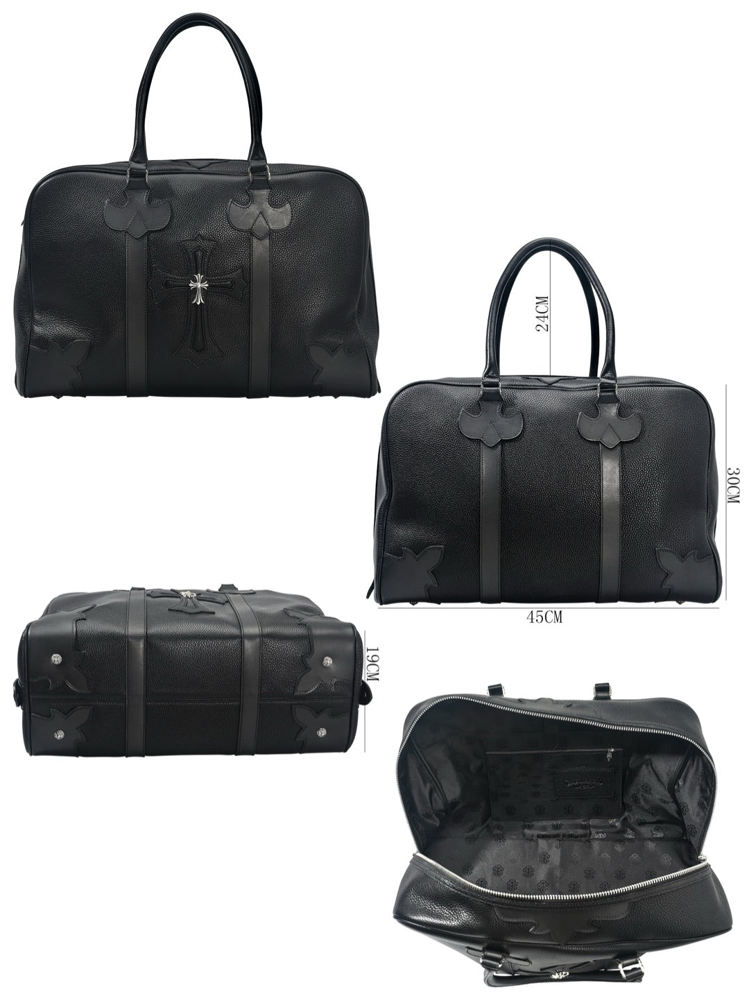 ＣＨＲＭ ＨＲＴＳ LEATHER FLEUR DUFFLE BAG BLACK