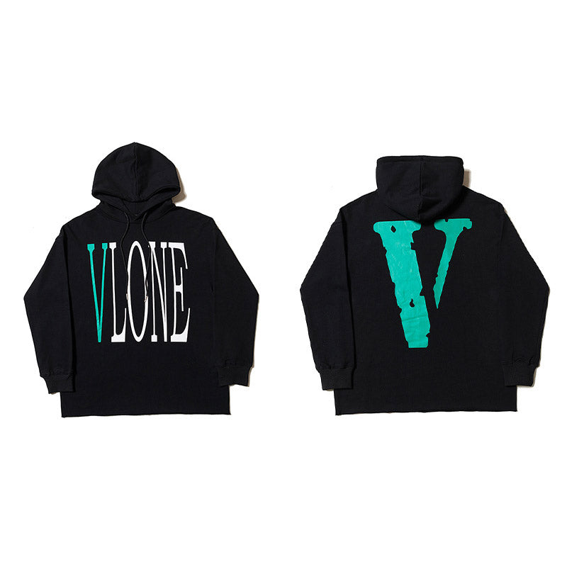 Vlone Hoodie Big V-Shaped Female Destroyed Burrs Oversize Loose Large Size Men And Women