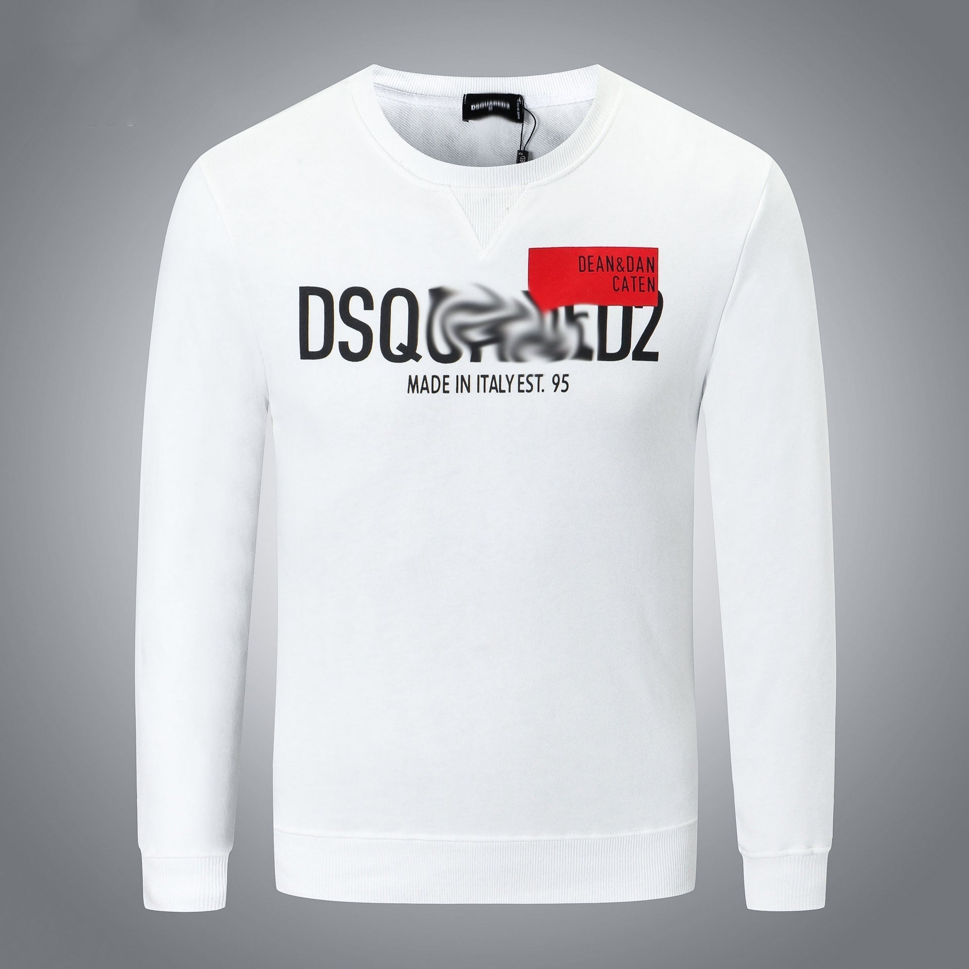 Dsq2 Hoodie DSQ Lian D2 Red Rectangular Printed Sweater Trendy Men's Autumn and Winter