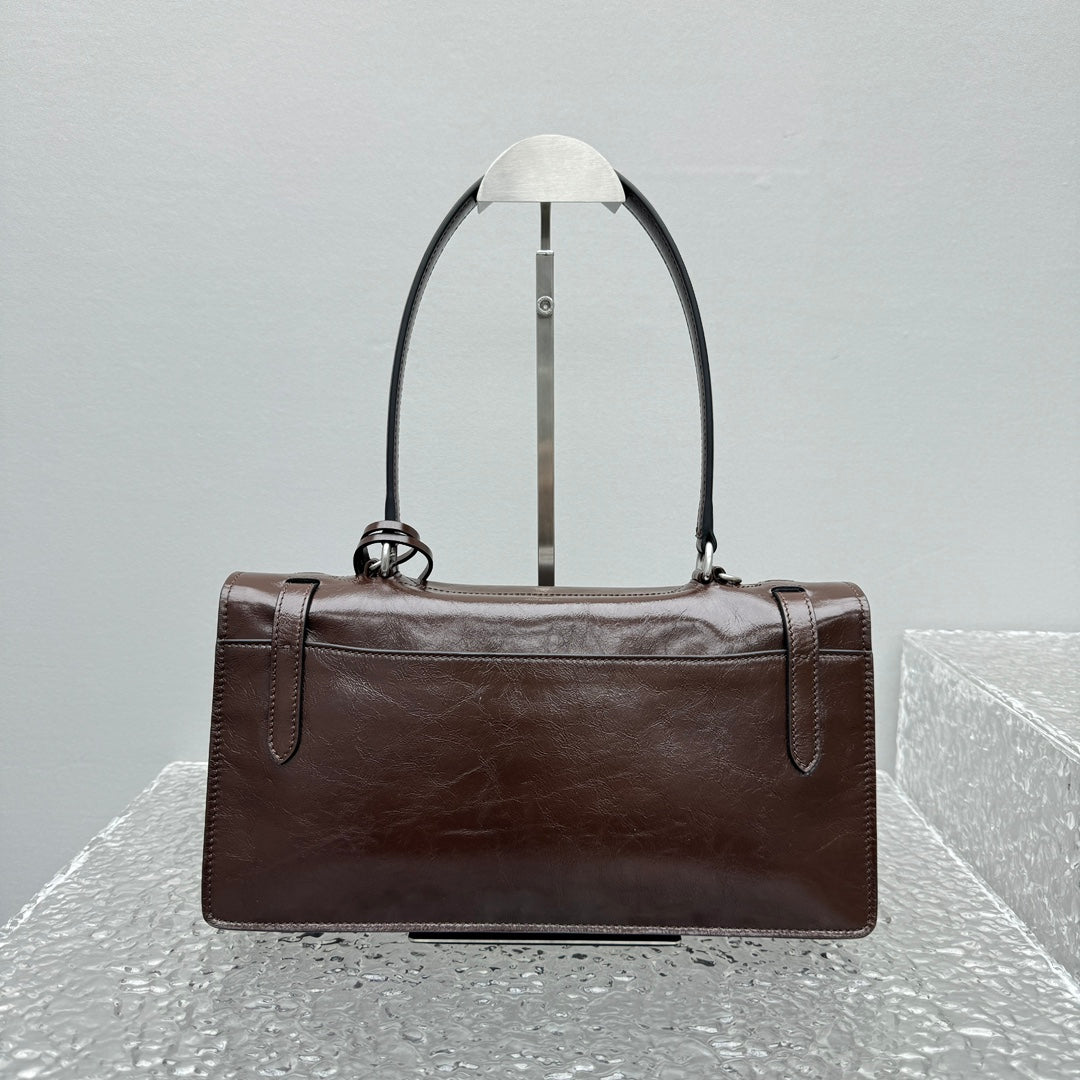ＰＲＤＡ MEDIUM LEATHER HANDBAG DARK BROWN