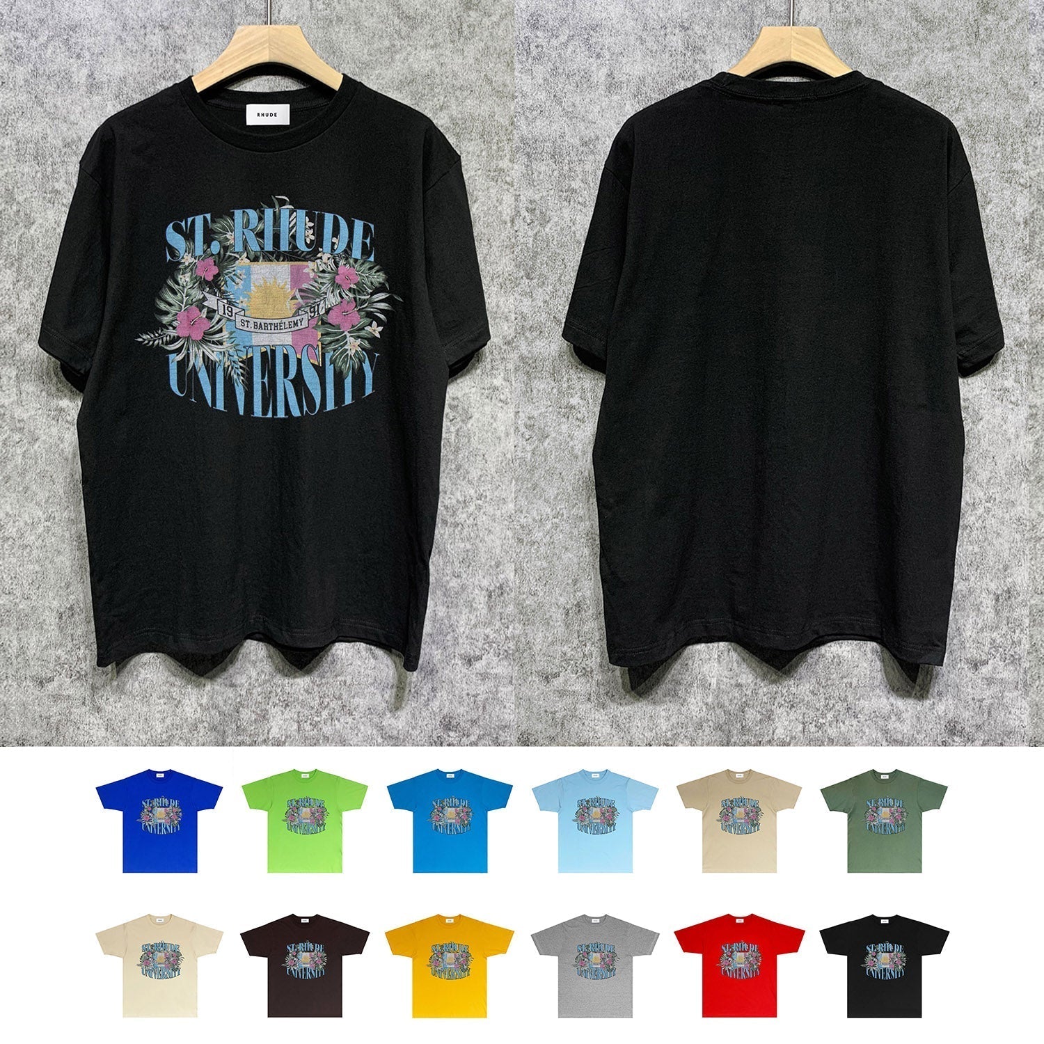 Rhude T Shirts Printed Trendy Pure Cotton