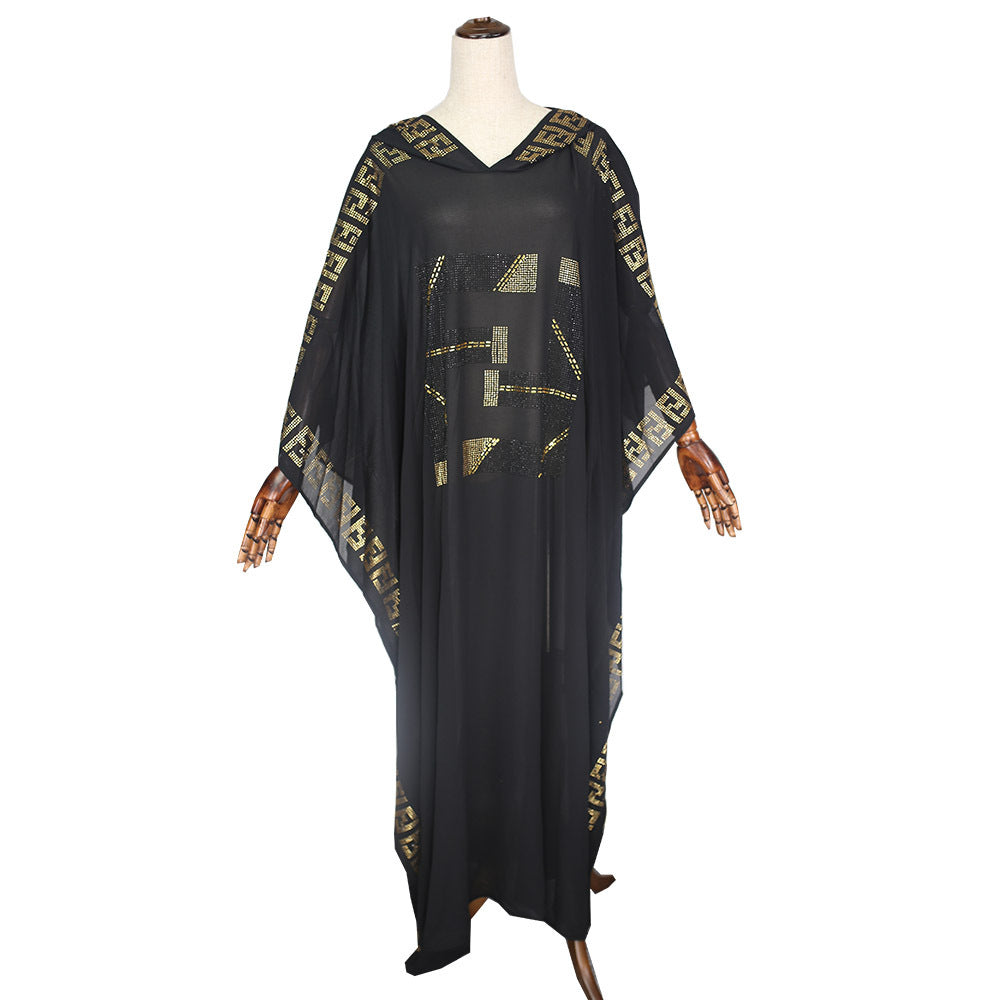 African Women's Wear Muslim Robe Batwing Sleeve Hoodie Dress African Dashiki Ankara Styles Dress