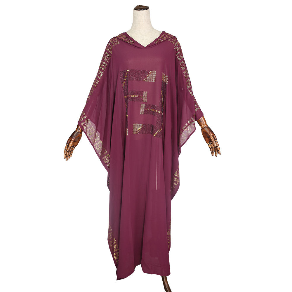 African Women's Wear Muslim Robe Batwing Sleeve Hoodie Dress African Dashiki Ankara Styles Dress