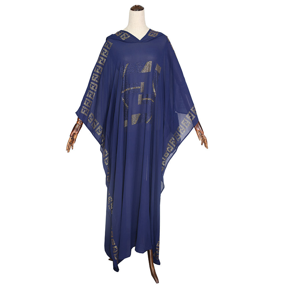 African Women's Wear Muslim Robe Batwing Sleeve Hoodie Dress African Dashiki Ankara Styles Dress