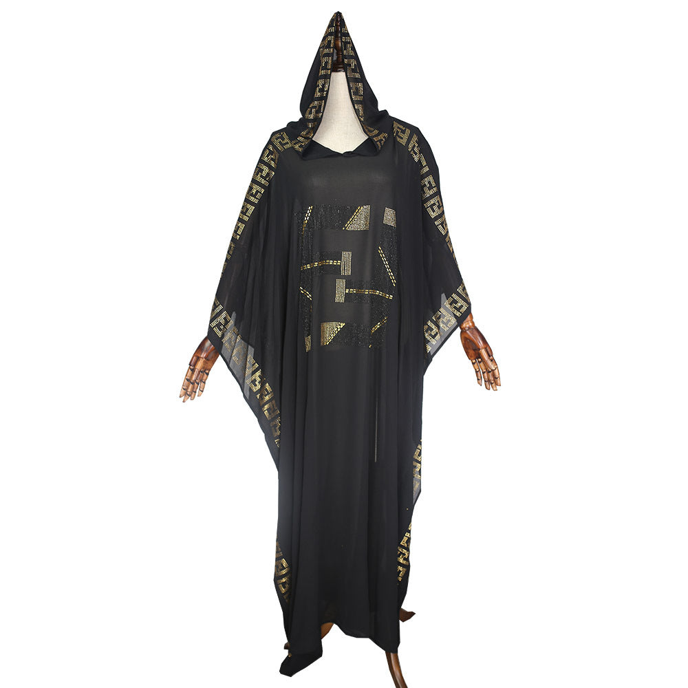 African Women's Wear Muslim Robe Batwing Sleeve Hoodie Dress African Dashiki Ankara Styles Dress