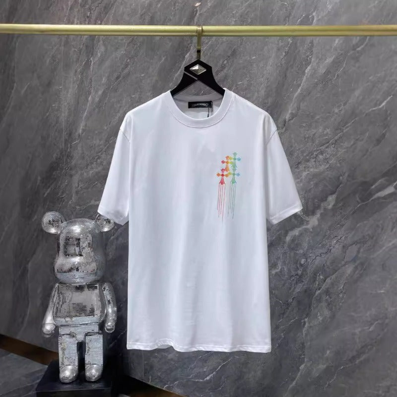 Chh Chrome Hearts T Shirts Color Ink Splashing Graffiti Sports Loose Short Sleeve T-Shirt