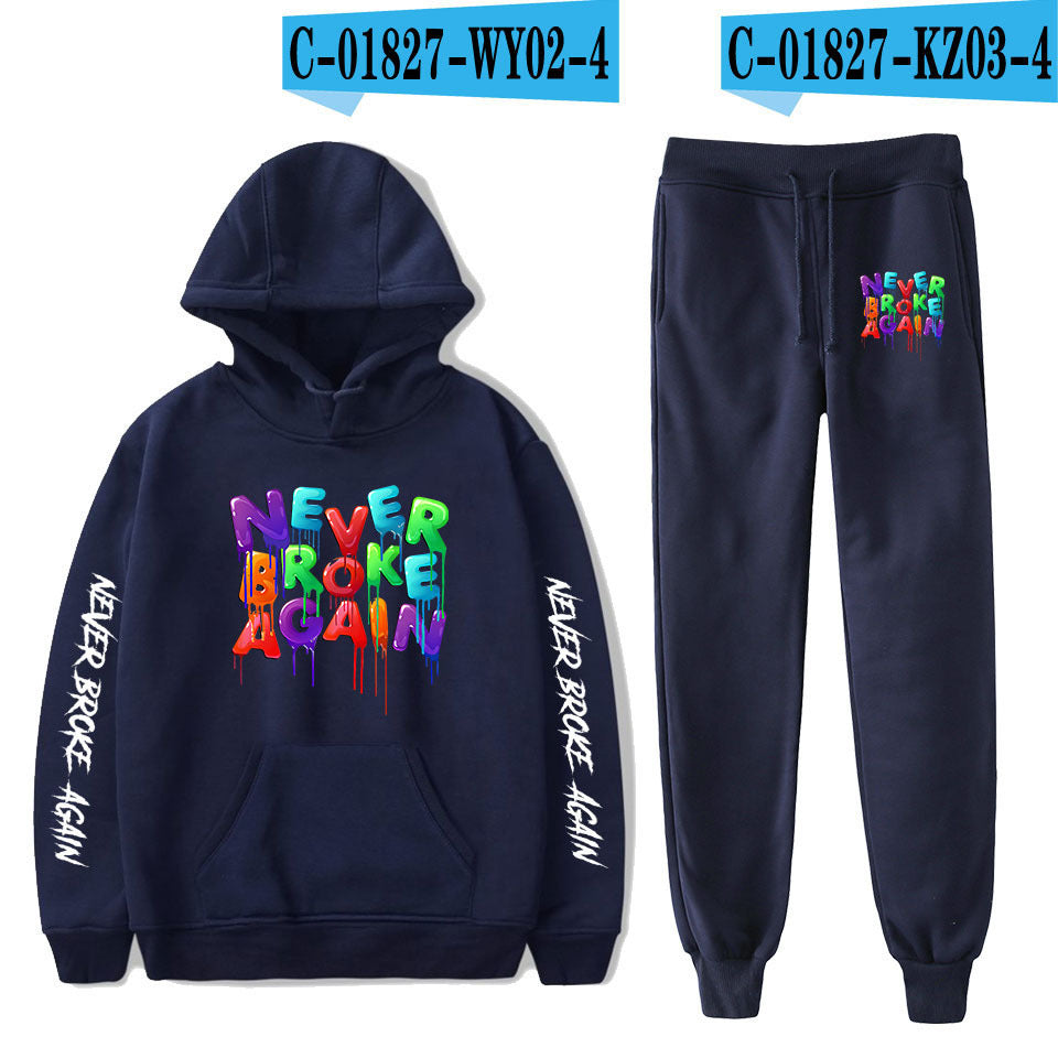 Never Broke Again Hoodie Hoodie Sweater Ankle Banded Pants Casual Suit
