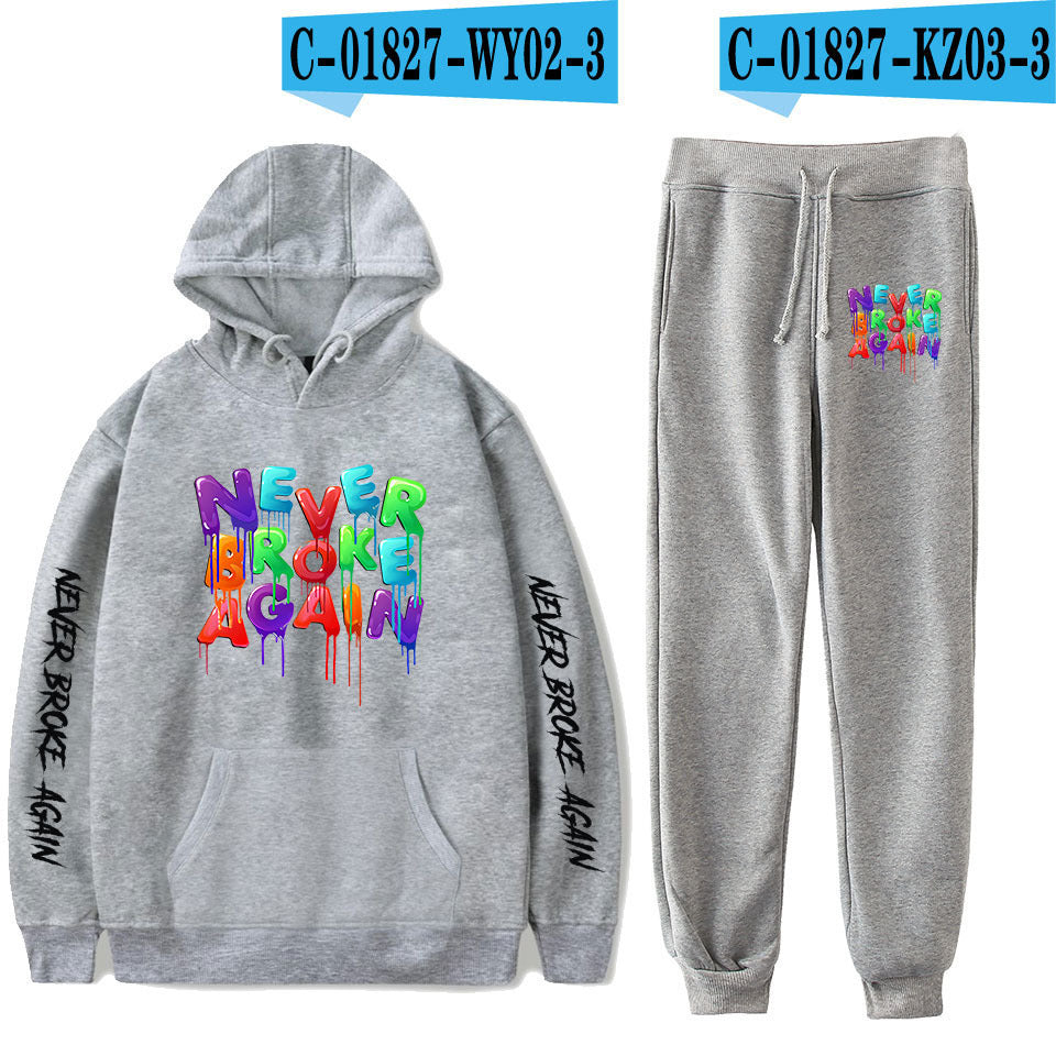 Never Broke Again Hoodie Hoodie Sweater Ankle Banded Pants Casual Suit