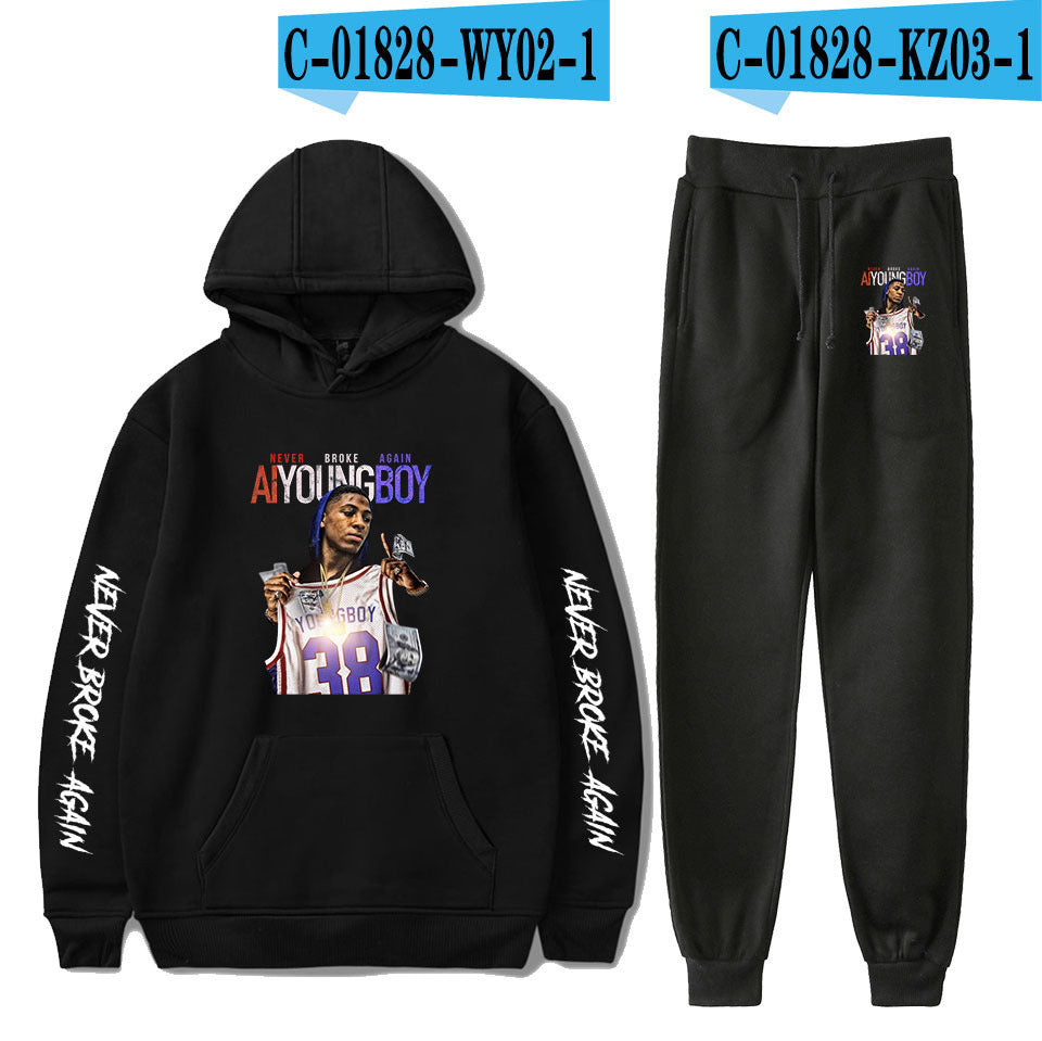 Never Broke Again Hoodie Hoodie Sweater Ankle Banded Pants Casual Suit