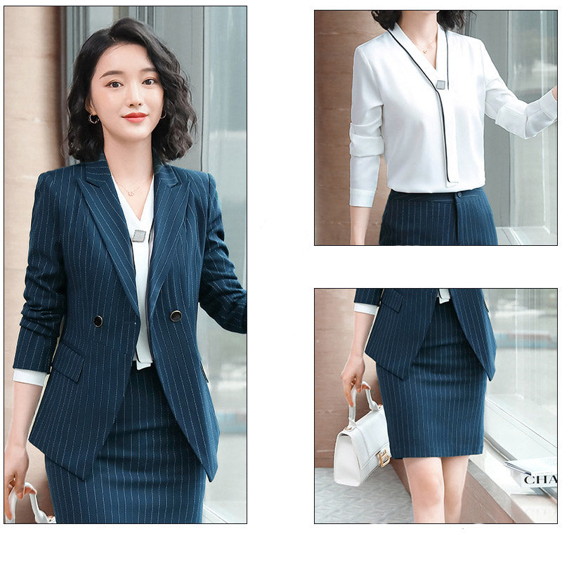 Interview Suit Women Autumn and Winter Long Sleeve Striped Suit Jacket for Women