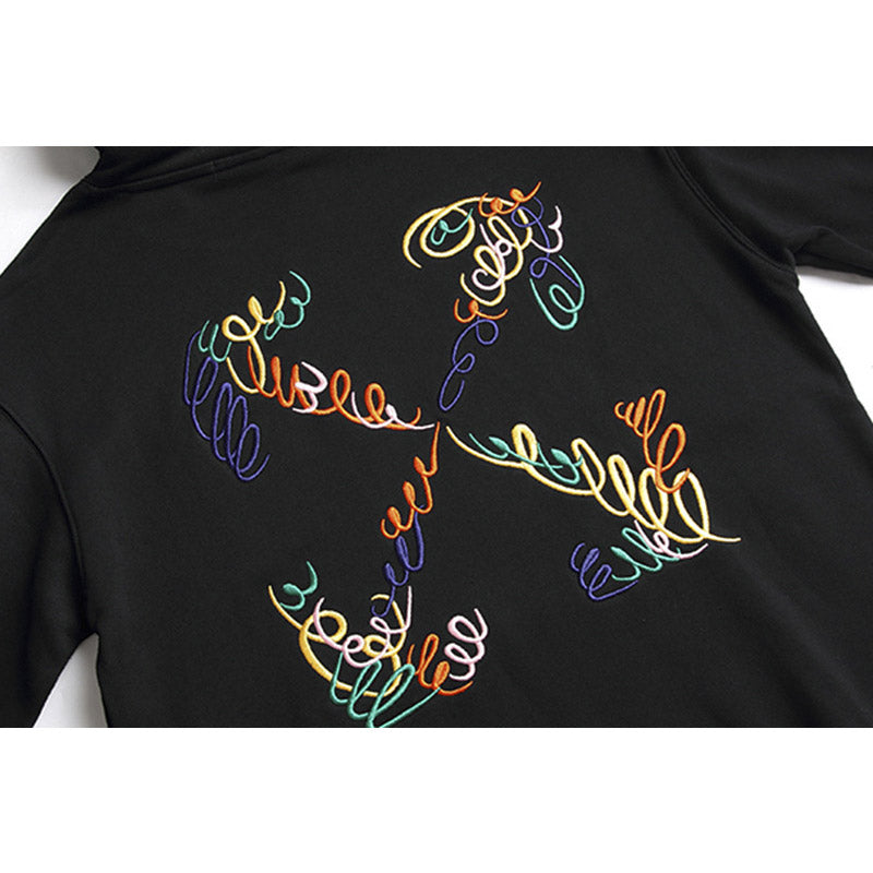 off White Hoodie Autumn and Winter Letter Embroidered Hooded Sweater