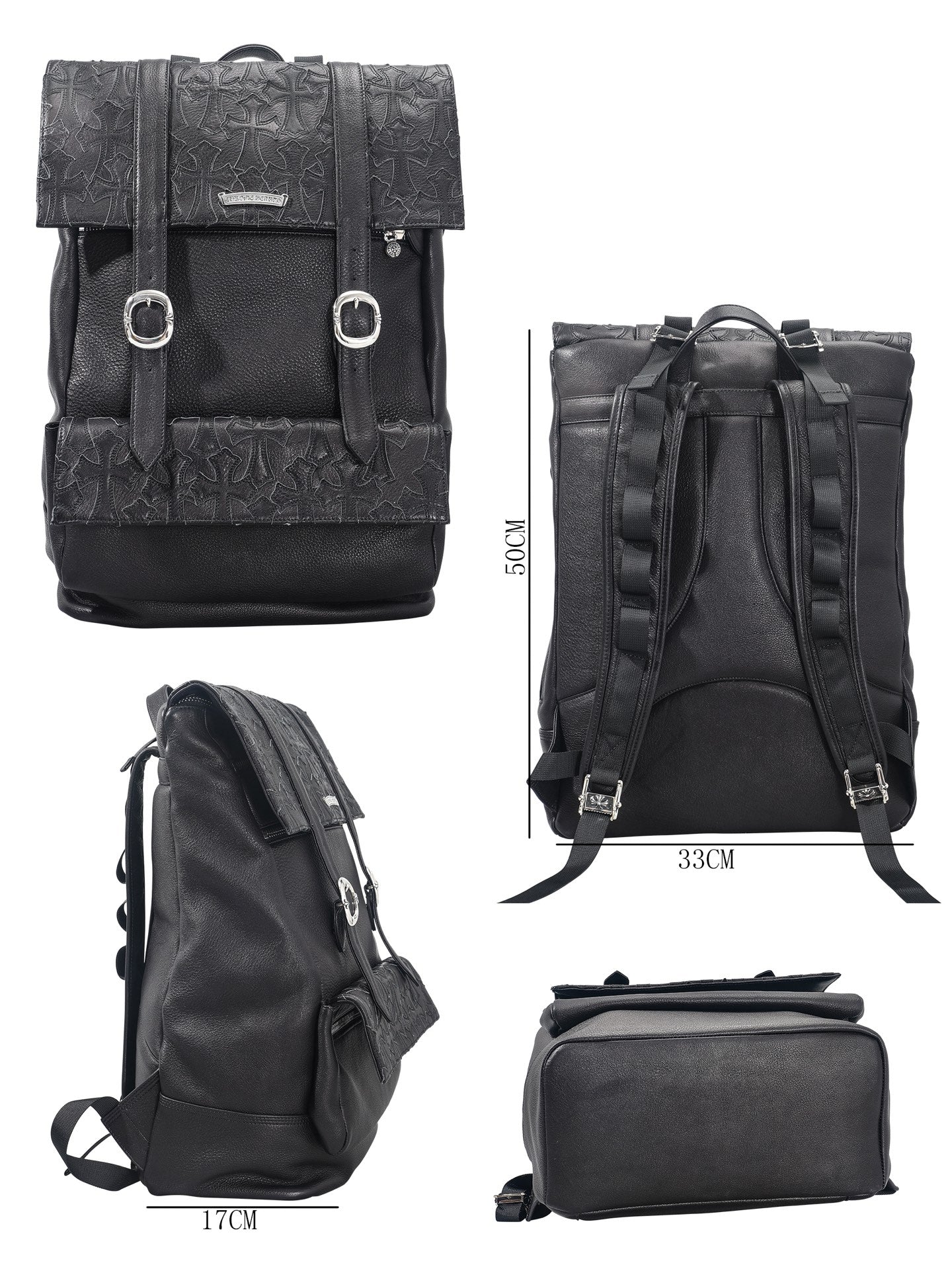 ＣＨＲＭ ＨＲＴＳ CEMETERY CROSS LEATHER BACKPACK BLACK