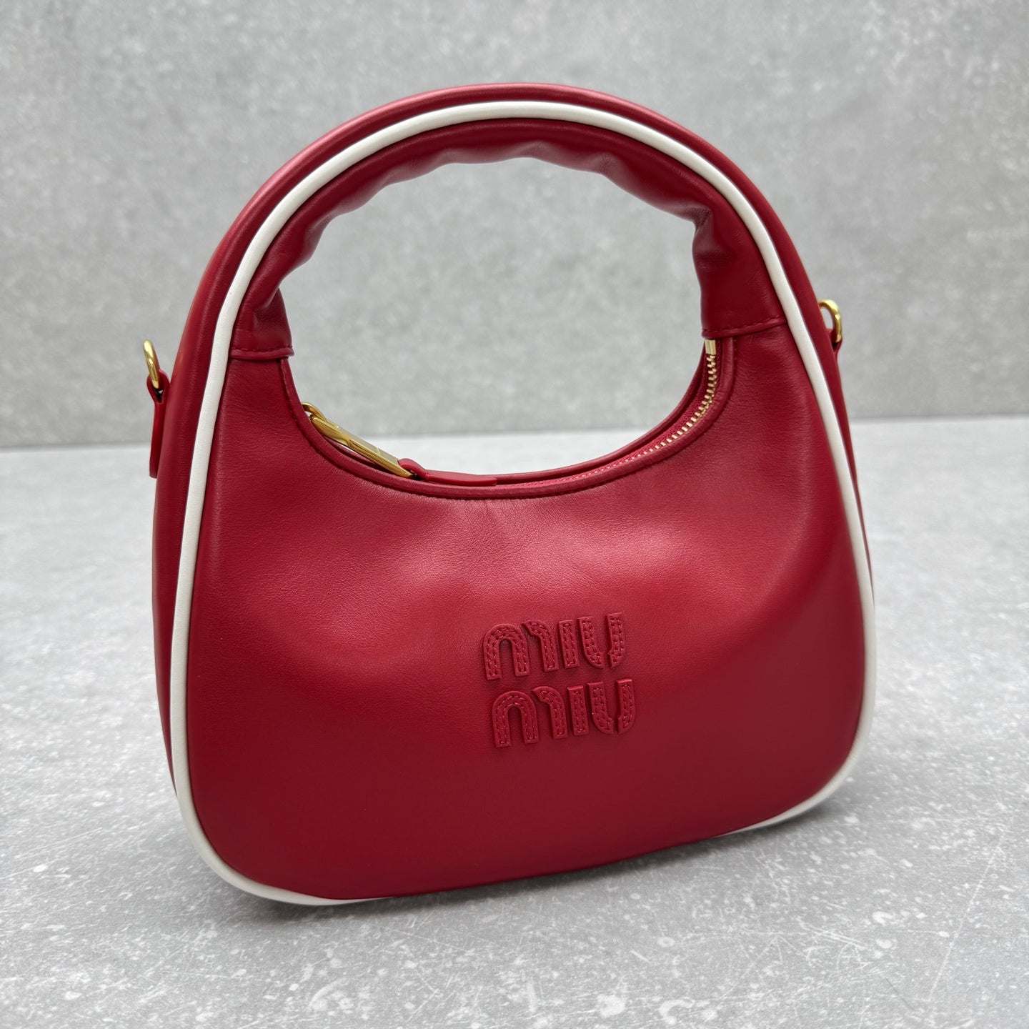 ＭＩ ＭＵ MATELASSÉ LEATHER CROSSBODY BAG RED