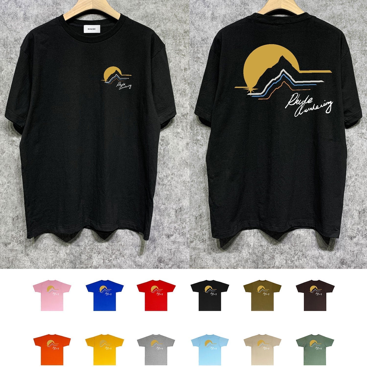 Rhude T Shirts Printed Trendy Pure Cotton