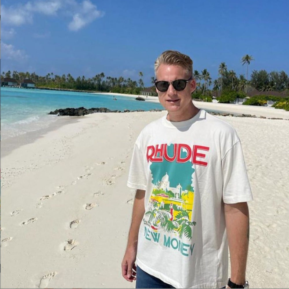 Rhude T Shirt Castle Coconut Letter Print Short Sleeve T-Shirt