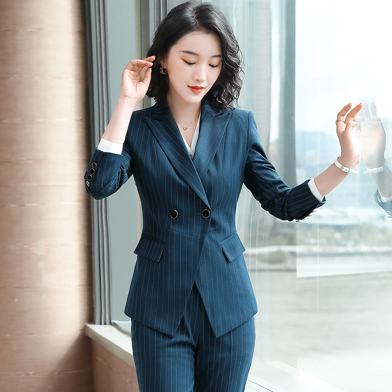 Interview Suit Women Autumn and Winter Long Sleeve Striped Suit Jacket for Women
