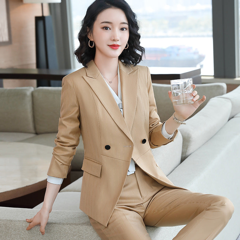 Interview Suit Women Autumn and Winter Long Sleeve Striped Suit Jacket for Women