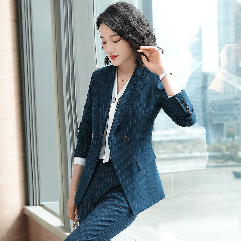 Interview Suit Women Autumn and Winter Long Sleeve Striped Suit Jacket for Women