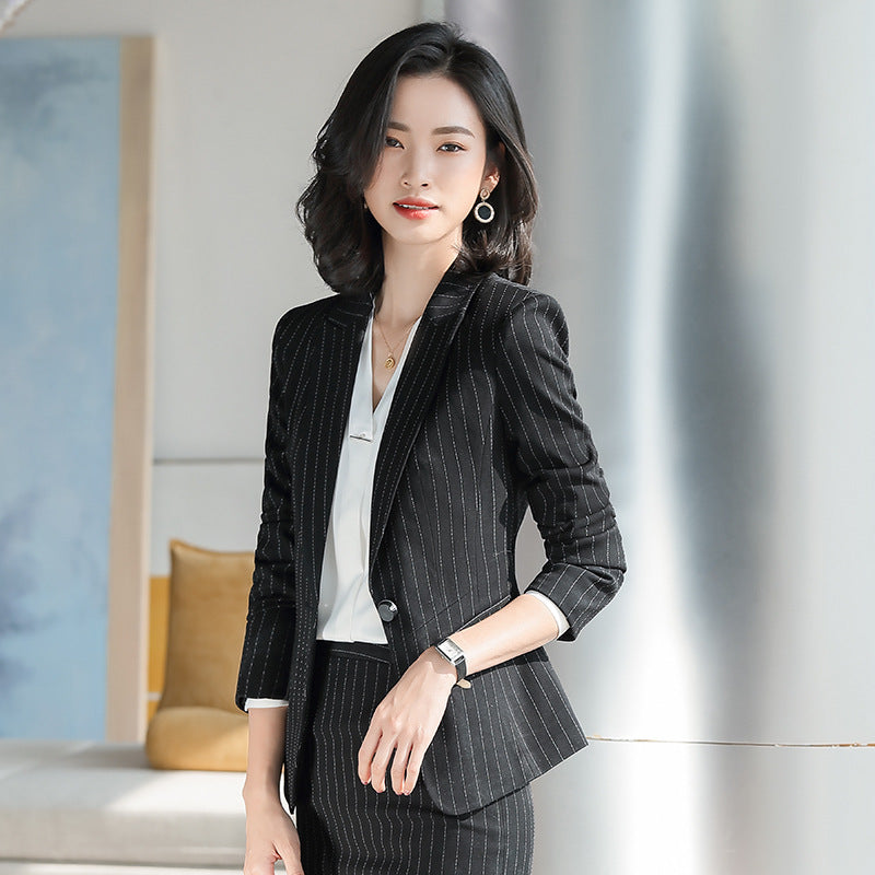 Interview Suit Women's Suit Jacket Women's Striped Casual Fashion