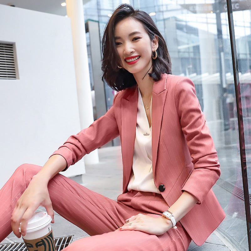 Interview Suit Women's Suit Jacket Women's Striped Casual Fashion