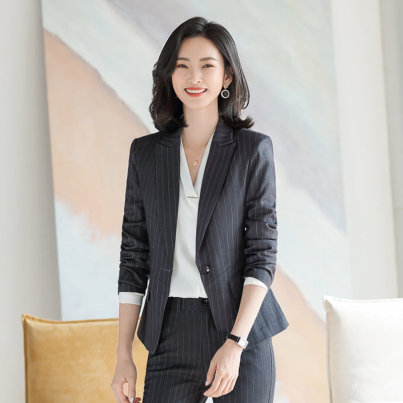 Interview Suit Women's Suit Jacket Women's Striped Casual Fashion