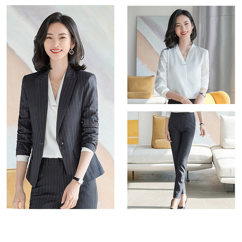 Interview Suit Women's Suit Jacket Women's Striped Casual Fashion
