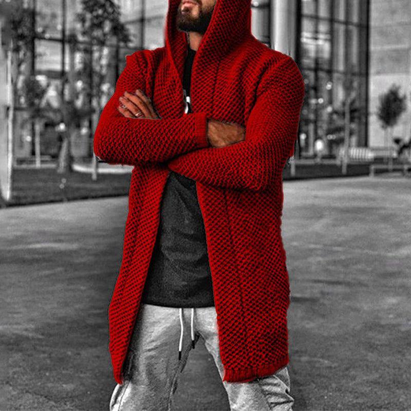 Baja Hoodie Cardigan Solid Color Hooded Turtleneck Sweater