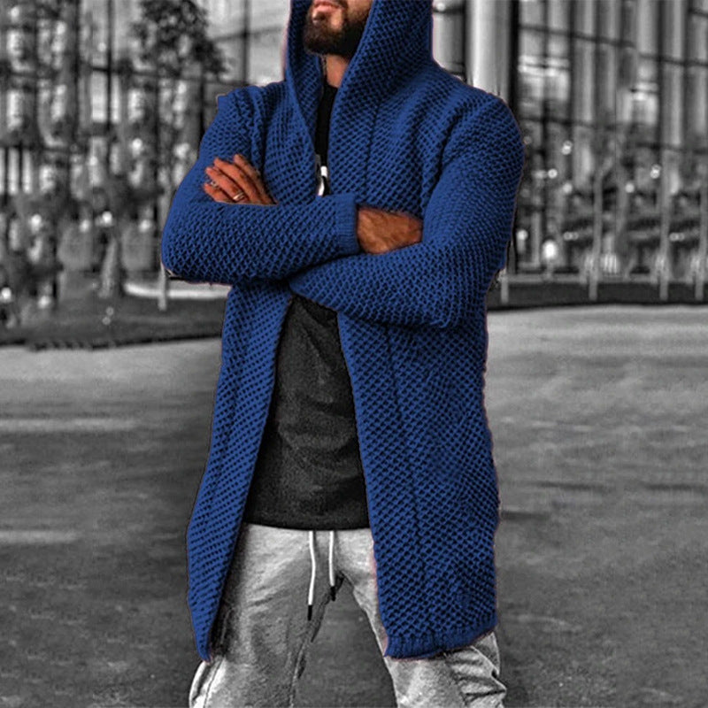 Baja Hoodie Cardigan Solid Color Hooded Turtleneck Sweater