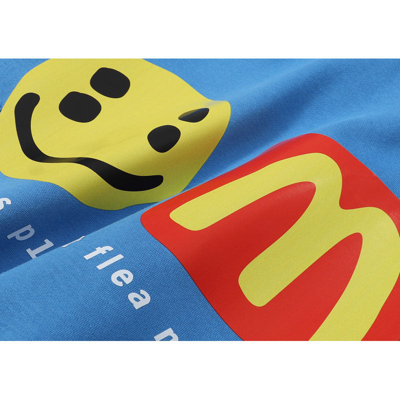 Kanye West Sunday Service Hoodie Smiley M Print Velvet Padded Hooded Sweatshirt