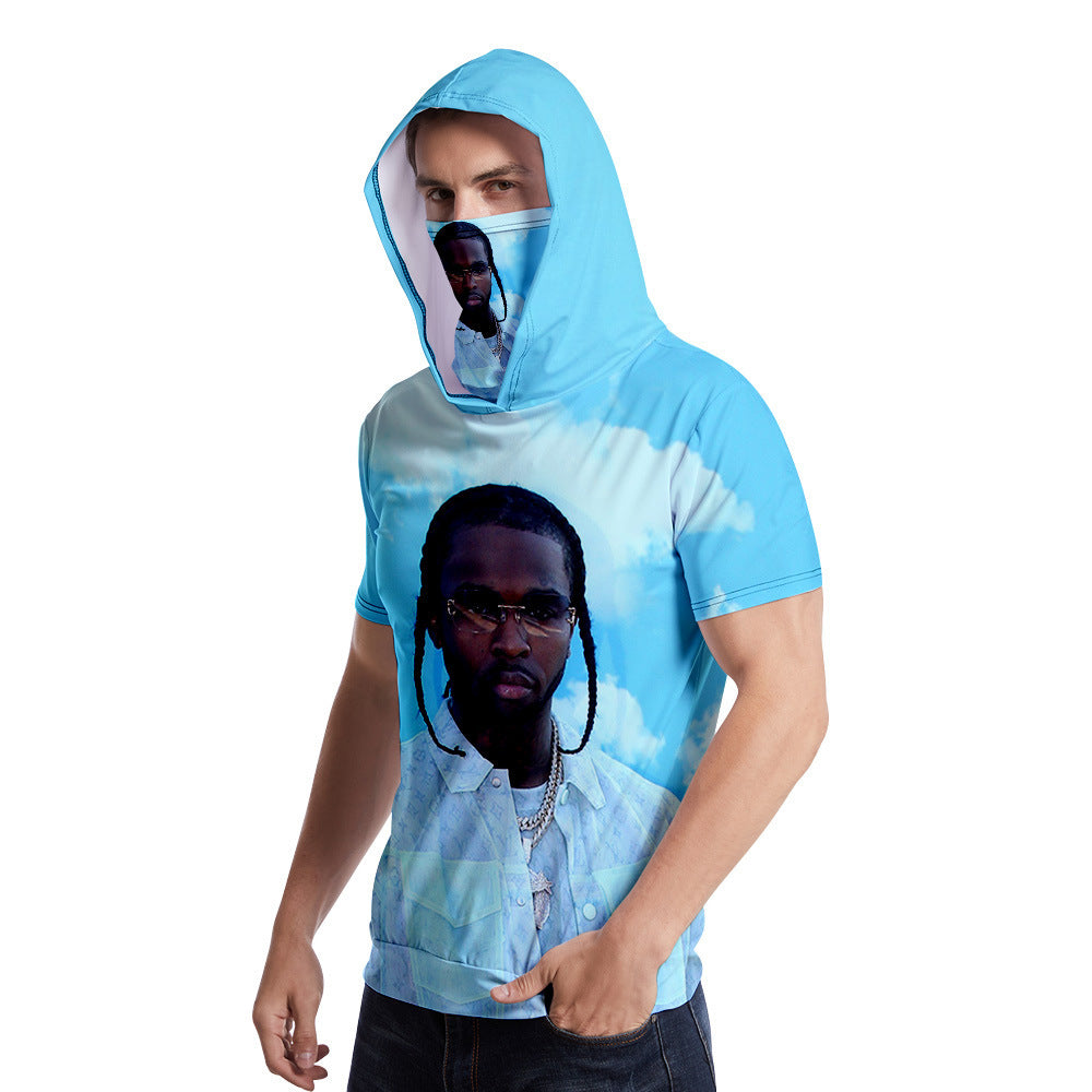 Pop Smoke Hoodies Digital Printed Hood Sun Protection