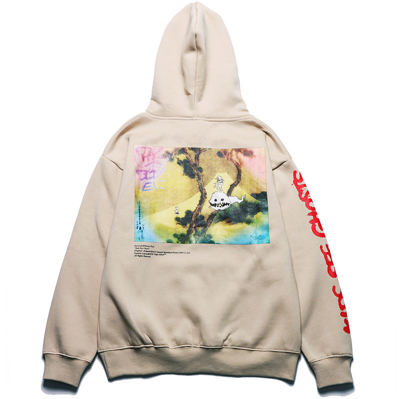 You Must Be Born Again Hoodie Print Velvet Padded Hooded Sweatshirt