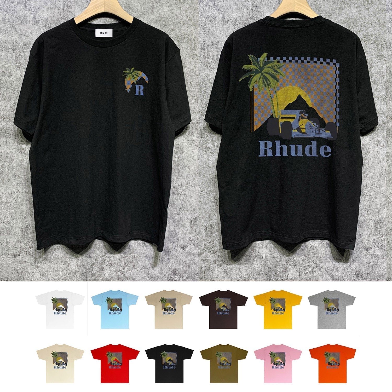 Rhude T Shirts Printed Trendy Pure Cotton
