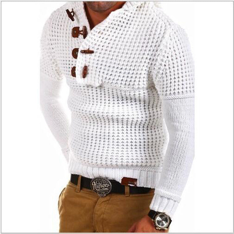 Baja Hoodie Top Double Breasted Solid Color Long Sleeve Sweater
