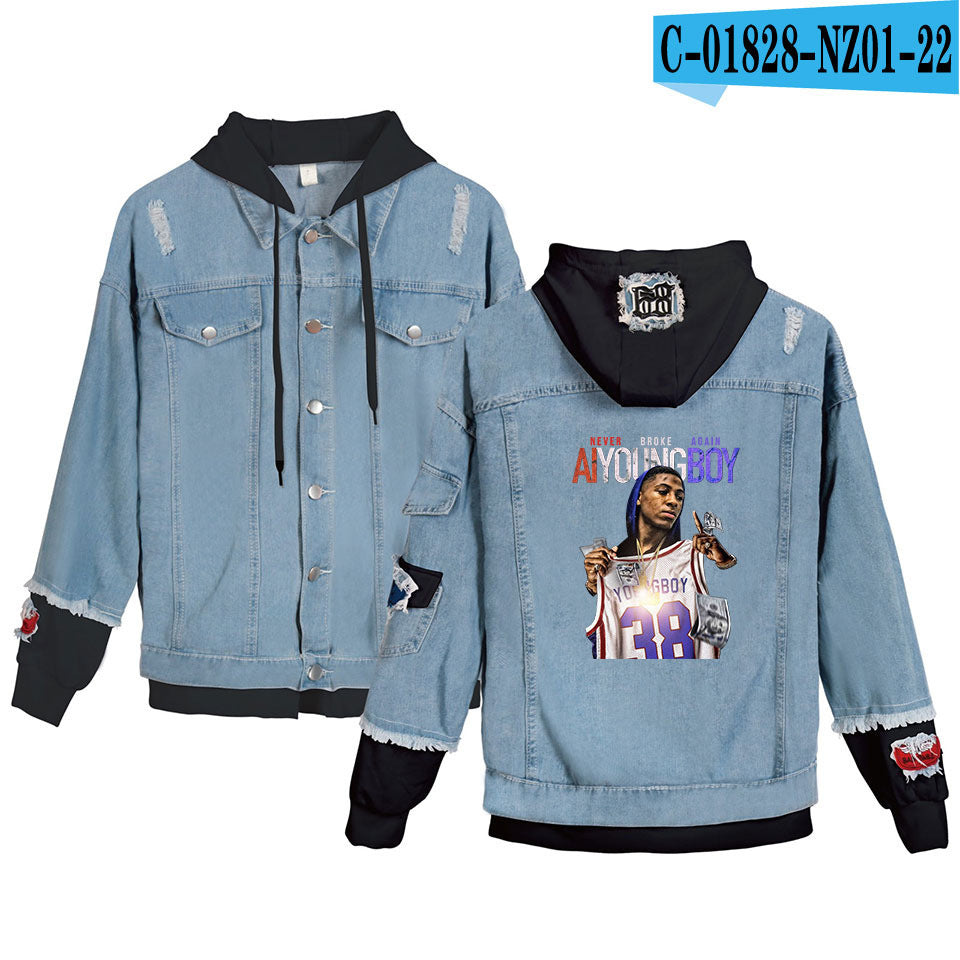 Never Broke Again Hoodie Denim Jacket Casual Able