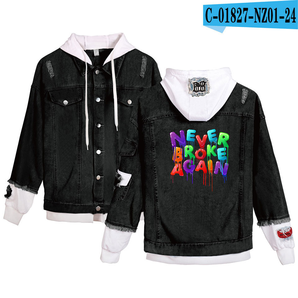 Never Broke Again Hoodie Denim Jacket Casual Able