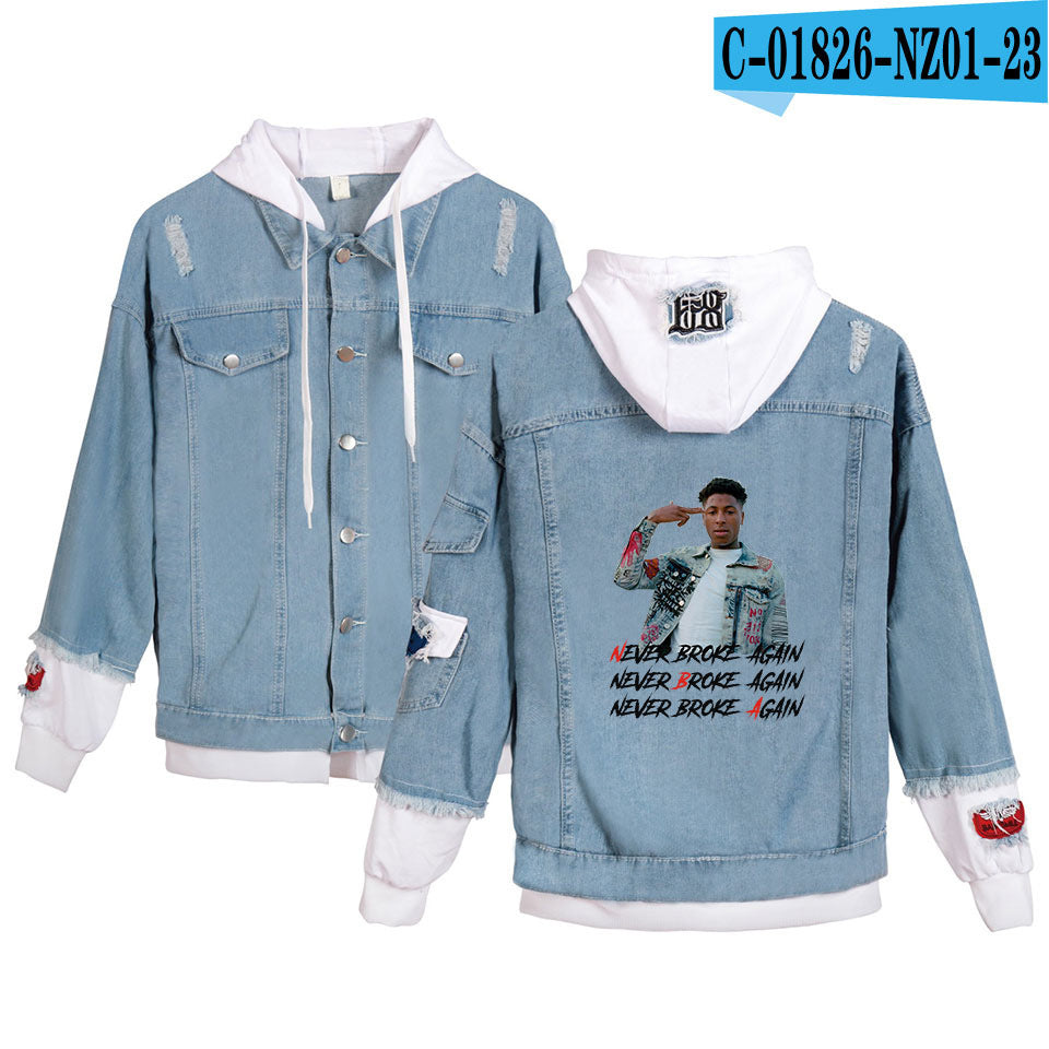 Never Broke Again Hoodie Denim Jacket Casual Able