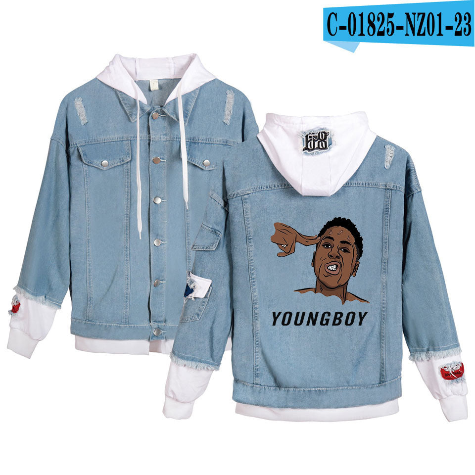 Never Broke Again Hoodie Denim Jacket Casual Able