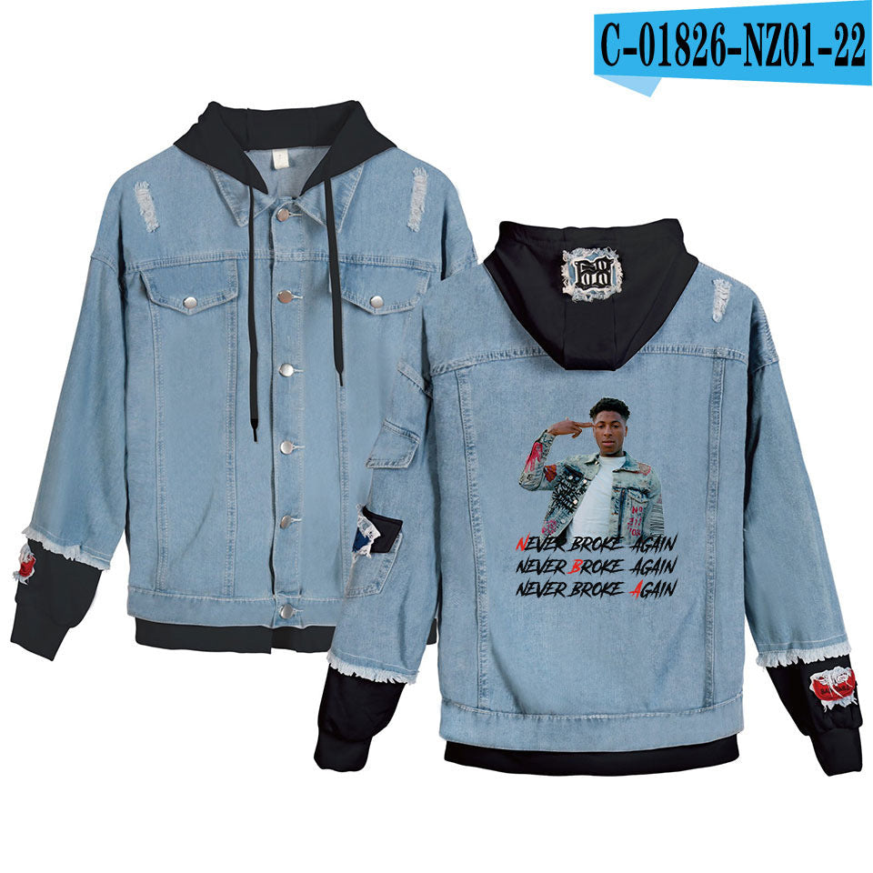 Never Broke Again Hoodie Denim Jacket Casual Able