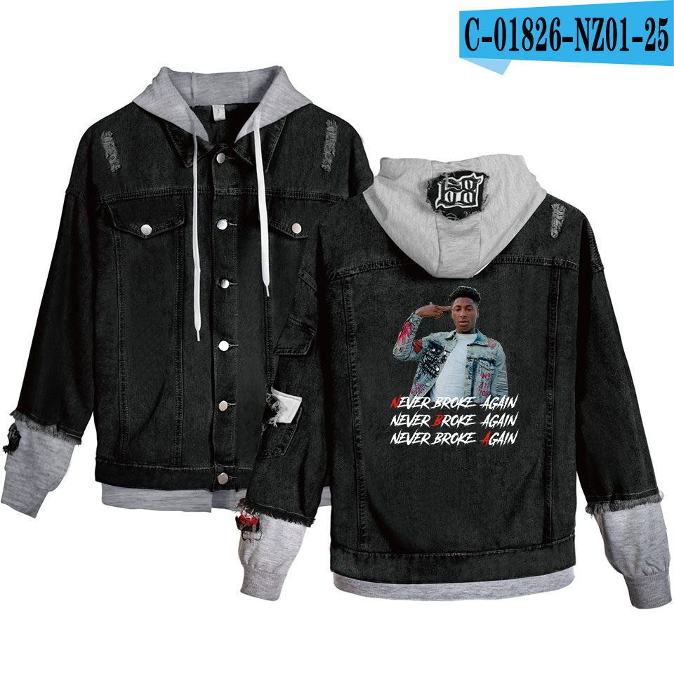 Never Broke Again Hoodie Denim Jacket Casual Able