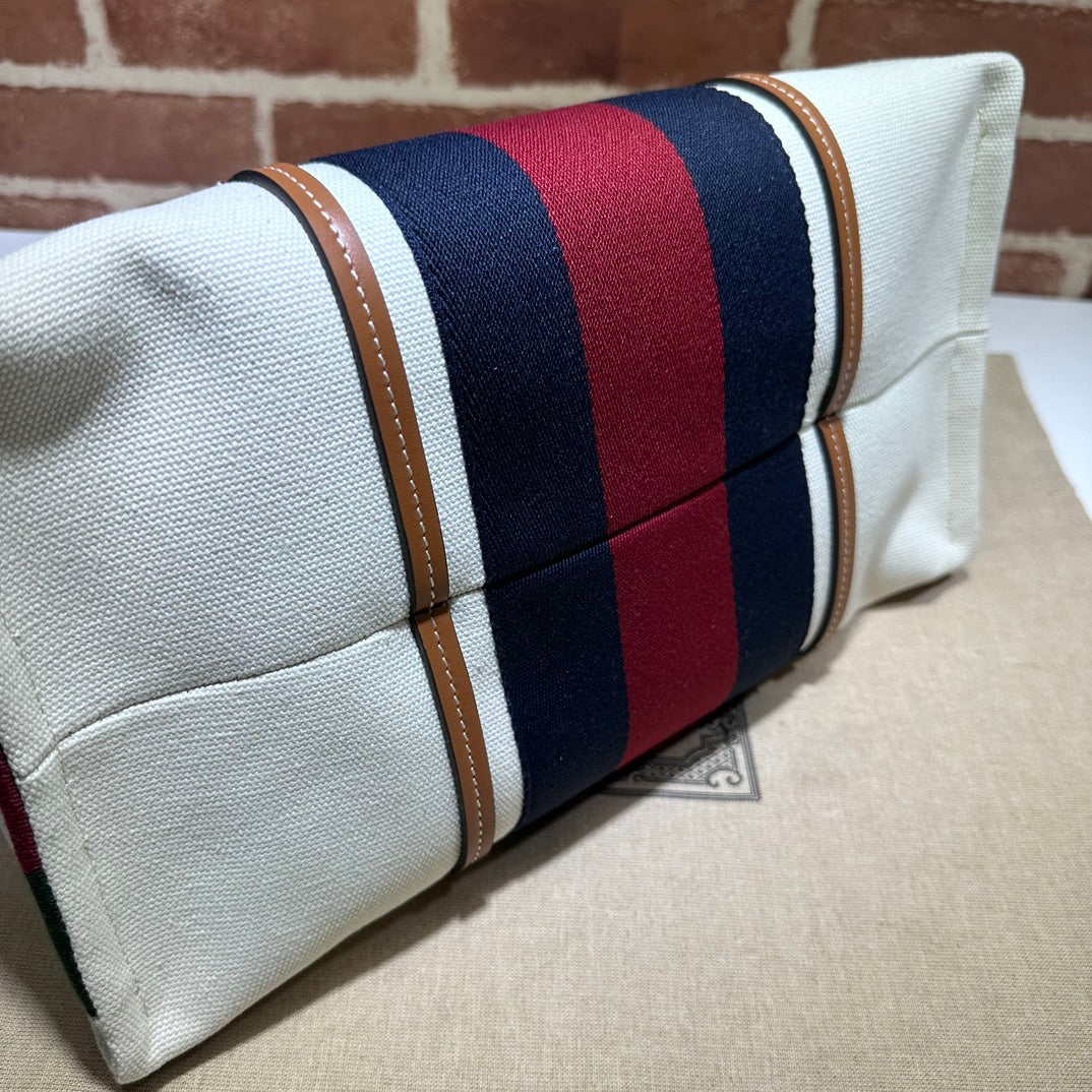 ＧＣＣＩIVORY CANVAS WEB INTERLOCKING G TOTE LARGE