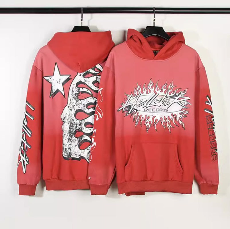 Hellstar Hoodie Loose Retro Gradient Flame Red