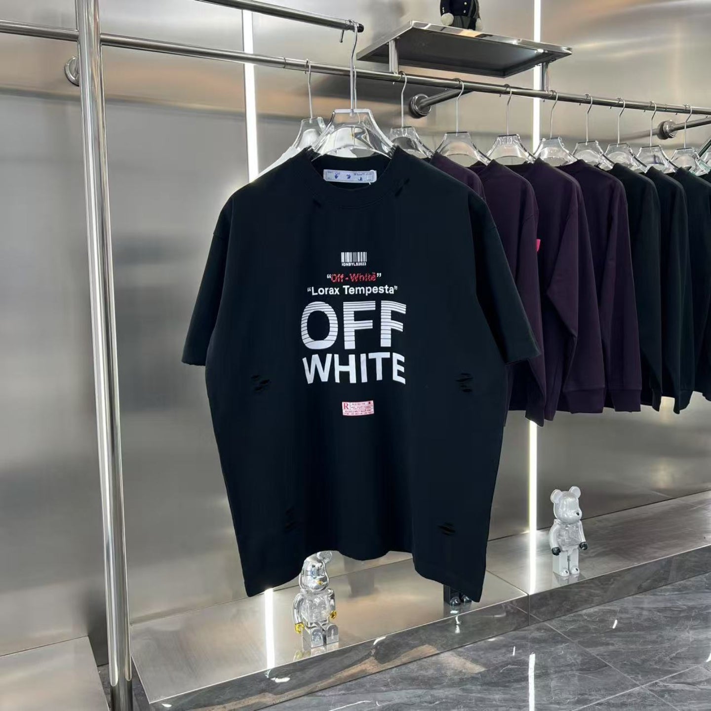 Off White T Shirts OW Striped Letter Arrow Crew Neck Pullover Short Sleeves