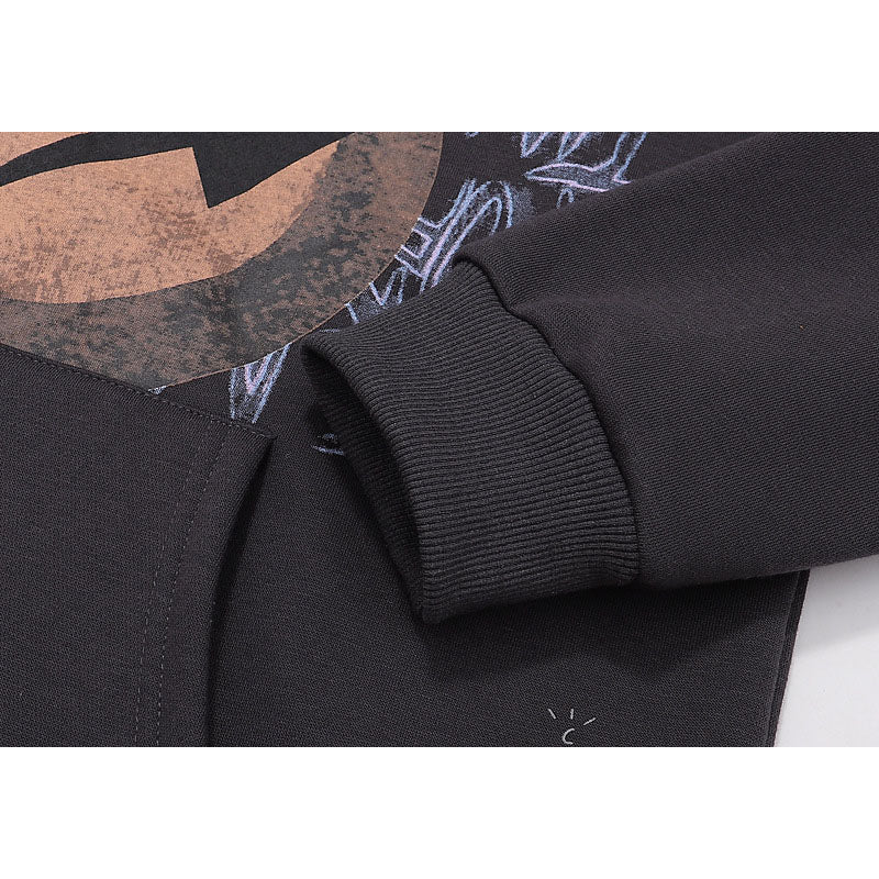 Kanye West Sunday Service Hoodie Vintage Flying Eagle Lightning Printing Plus Velvet Hoodie