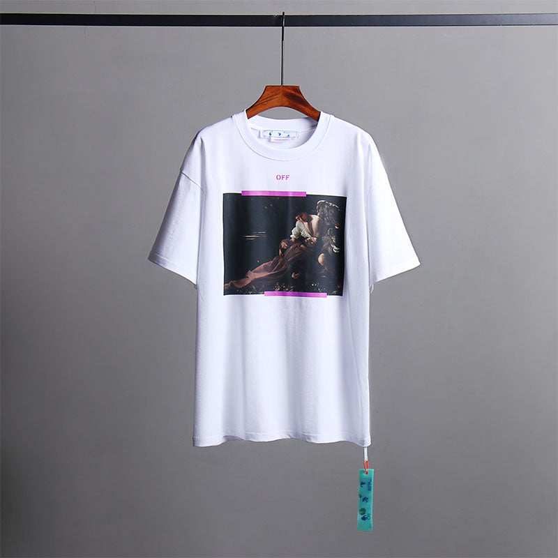 Off White T Shirts Religious Angel Oil Painting Short Sleeves